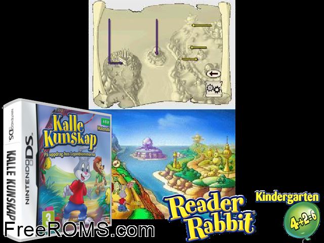 Kalle Kunskap - 4-7 Ar Europe NDS game showing 3D box cover and gameplay screenshot