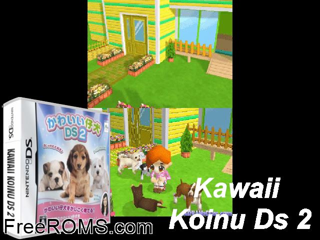 Kawaii Koinu DS 2 Japan NDS game showing 3D box cover and gameplay screenshot