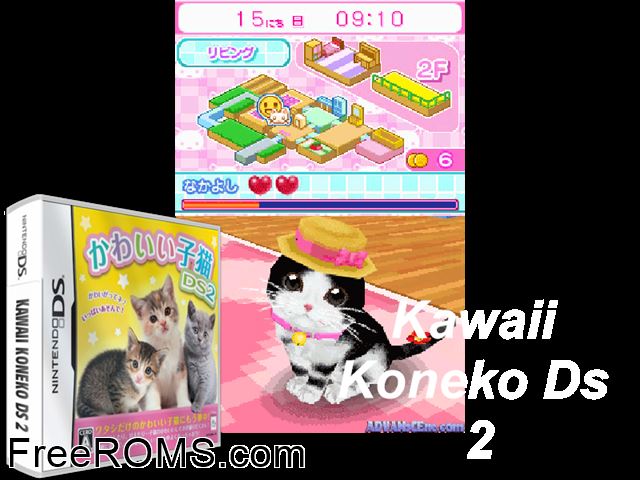 Kawaii Koneko DS 2 Japan NDS game showing 3D box cover and gameplay screenshot