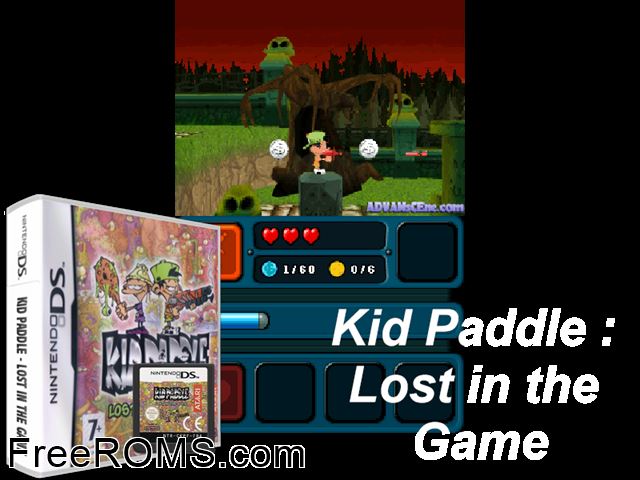 Kid Paddle - Lost in the Game France NDS game showing 3D box cover and gameplay screenshot