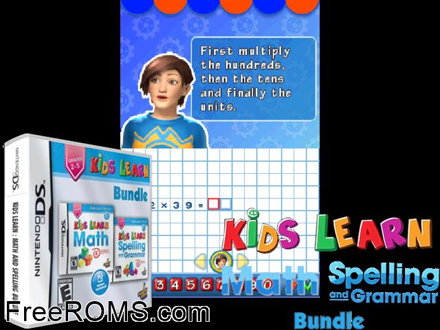 Kids Learn and Play Pets and Vets Bundle NDS game showing 3D box cover and gameplay screenshot