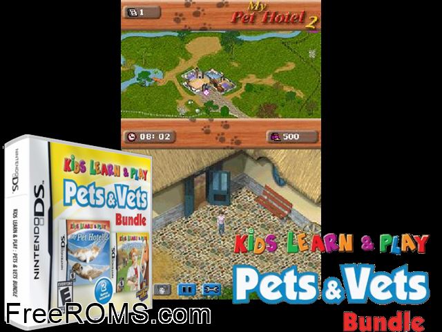 Kids Learn Math and Spelling Bundle NDS game showing 3D box cover and gameplay screenshot