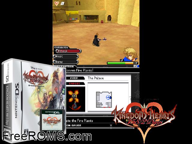 Kingdom Hearts - 358-2 Days Japan NDS game showing 3D box cover and gameplay screenshot
