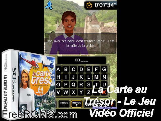 La Carte au Tresor - Le Jeu Video Officiel France NDS game showing 3D box cover and gameplay screenshot