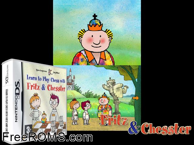 Learn to Play Chess with Fritz and Chesster Europe NDS game showing 3D box cover and gameplay screenshot