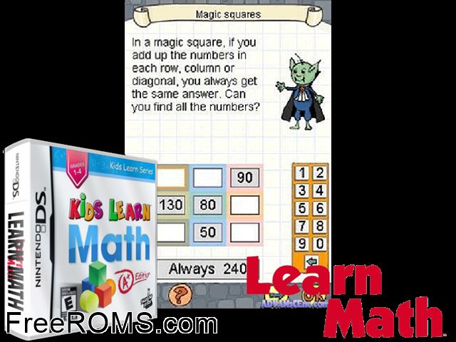 Learning Maths 6-10 Europe NDS game showing 3D box cover and gameplay screenshot