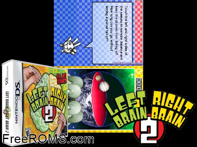 Left Brain, Right Brain 2 NDS game showing 3D box cover and gameplay screenshot