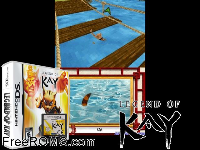 Legend of Kay NDS game showing 3D box cover and gameplay screenshot