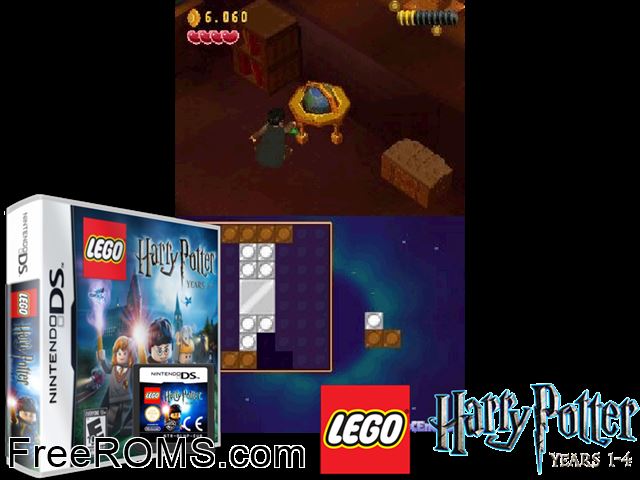 LEGO Harry Potter - Years 1-4 NDS game showing 3D box cover and gameplay screenshot