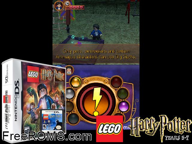 LEGO Harry Potter - Years 5-7 NDS game showing 3D box cover and gameplay screenshot