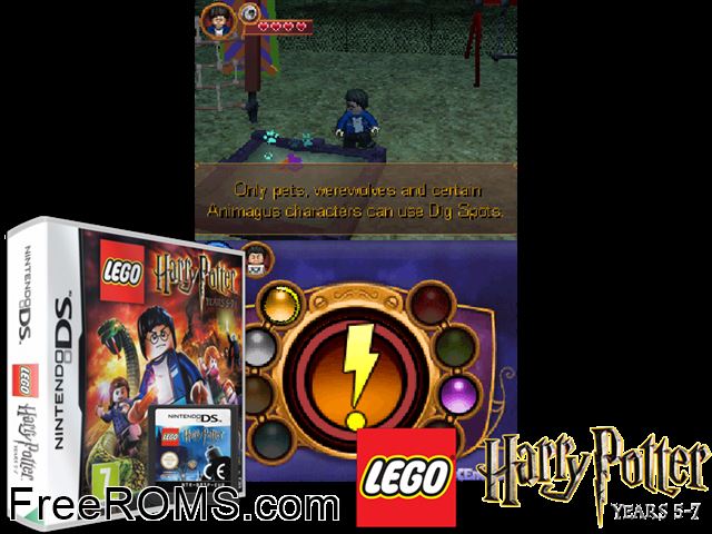 LEGO Harry Potter - Years 5-7 Europe NDS game showing 3D box cover and gameplay screenshot