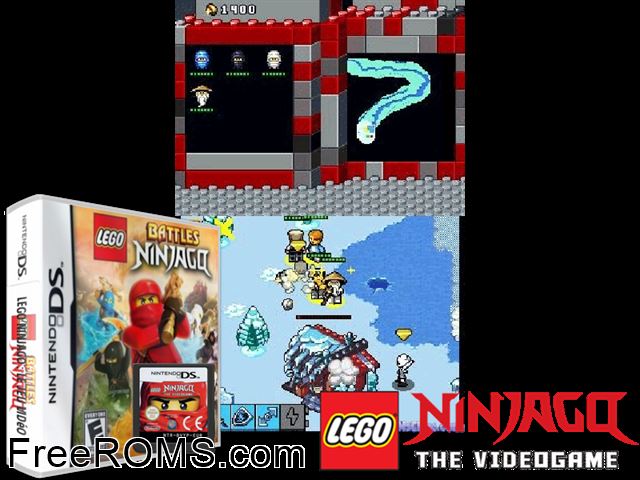 LEGO Ninjago - The Videogame Europe NDS game showing 3D box cover and gameplay screenshot