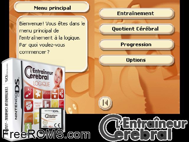 LEntraineur Cerebral - Logique France NDS game showing 3D box cover and gameplay screenshot