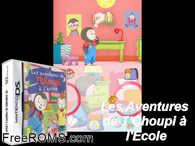 Les Aventures de Tchoupi a Lecole France NDS game showing 3D box cover and gameplay screenshot