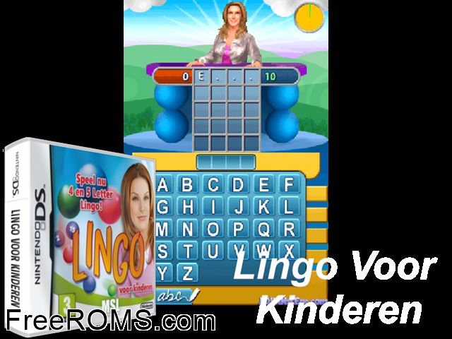 Lingo Voor Kinderen Netherlands NDS game showing 3D box cover and gameplay screenshot