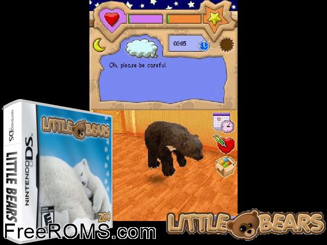 Little Bears NDS game showing 3D box cover and gameplay screenshot