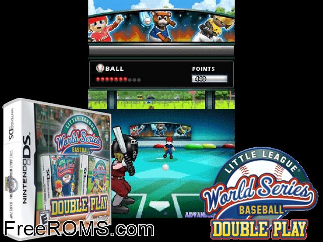 Little League World Series Baseball - Double Play NDS game showing 3D box cover and gameplay screenshot