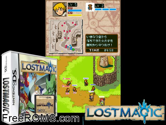 LostMagic NDS game showing 3D box cover and gameplay screenshot
