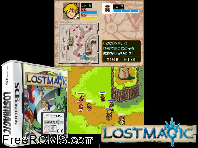 LostMagic Europe NDS game showing 3D box cover and gameplay screenshot