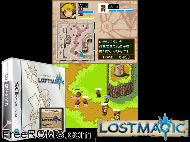 LostMagic Japan NDS game showing 3D box cover and gameplay screenshot