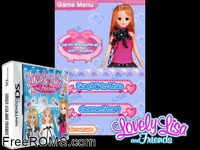 Lovely Lisa and Friends NDS game showing 3D box cover and gameplay screenshot