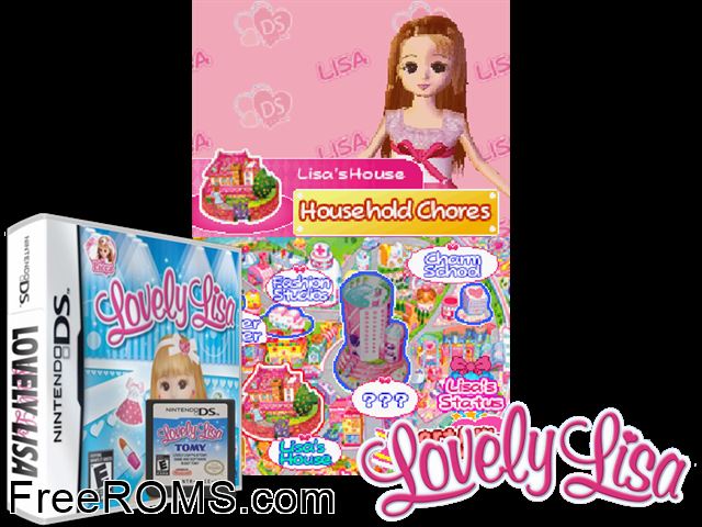 Lovely Lisa Europe NDS game showing 3D box cover and gameplay screenshot