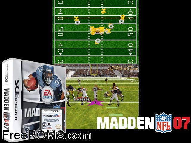 Madden NFL 07 NDS game showing 3D box cover and gameplay screenshot