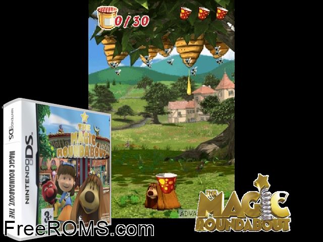 Magic Roundabout, The Europe NDS game showing 3D box cover and gameplay screenshot