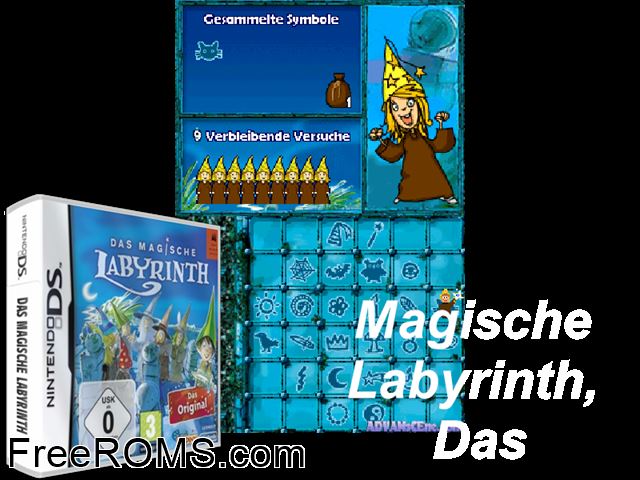 Magische Labyrinth, Das Germany NDS game showing 3D box cover and gameplay screenshot