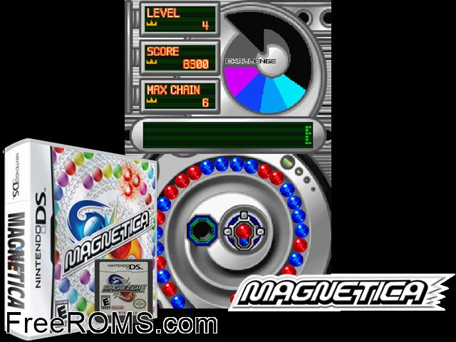 Magnetica NDS game showing 3D box cover and gameplay screenshot