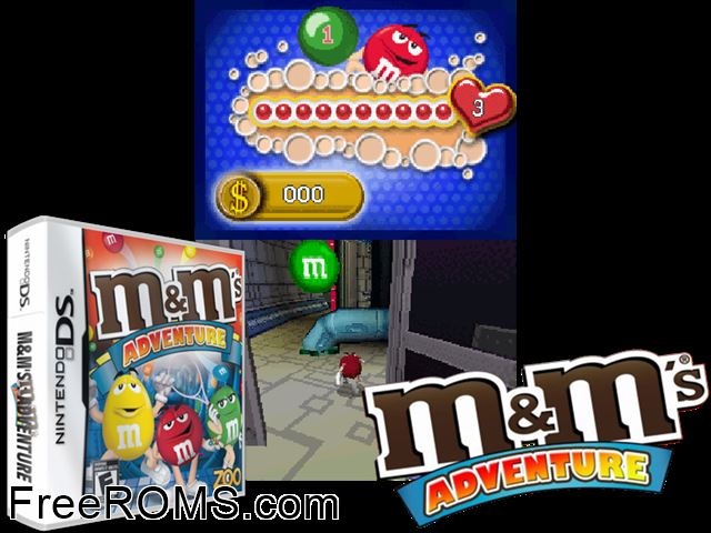 MandMs Adventure NDS game showing 3D box cover and gameplay screenshot