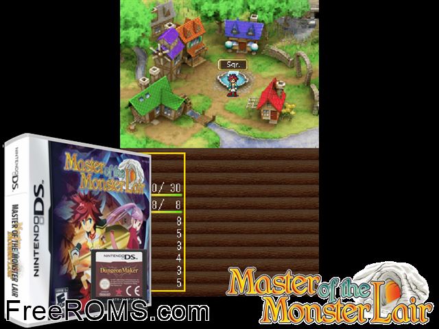 Master of the Monster Lair NDS game showing 3D box cover and gameplay screenshot