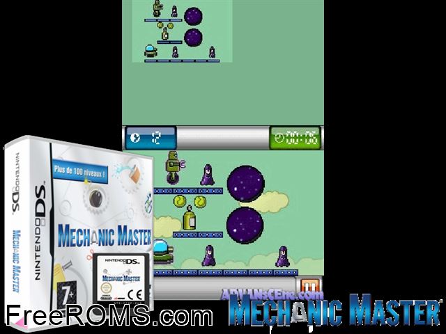 Mechanic Master Europe NDS game showing 3D box cover and gameplay screenshot