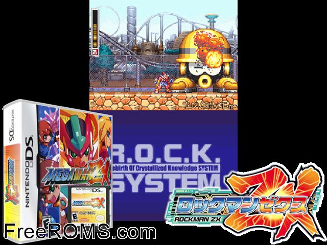 MegaMan ZX NDS game showing 3D box cover and gameplay screenshot