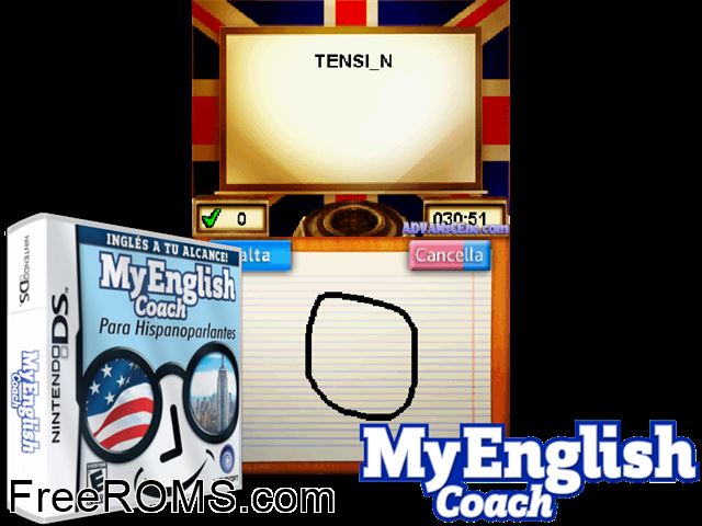 Mein Wortschatz-Coach - Englisch Lernen Germany NDS game showing 3D box cover and gameplay screenshot