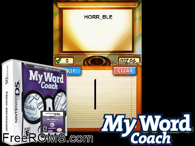 Mein Wortschatz-Coach - Verbessere Dein Ausdrucksvermoegen Germany NDS game showing 3D box cover and gameplay screenshot