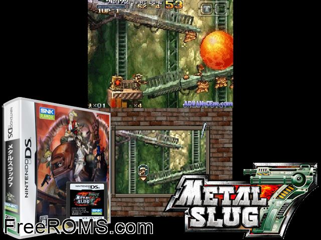 Metal Slug 7 Japan NDS game showing 3D box cover and gameplay screenshot