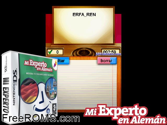 Mi Experto en Ingles NDS game showing 3D box cover and gameplay screenshot