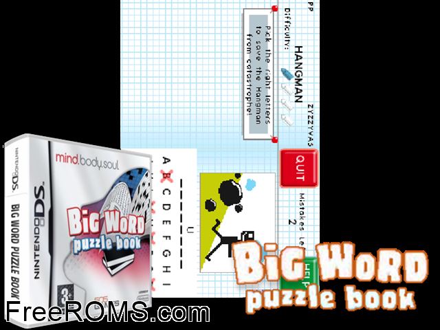 Mind. Body. Soul. - Big Word Puzzle Book Europe NDS game showing 3D box cover and gameplay screenshot