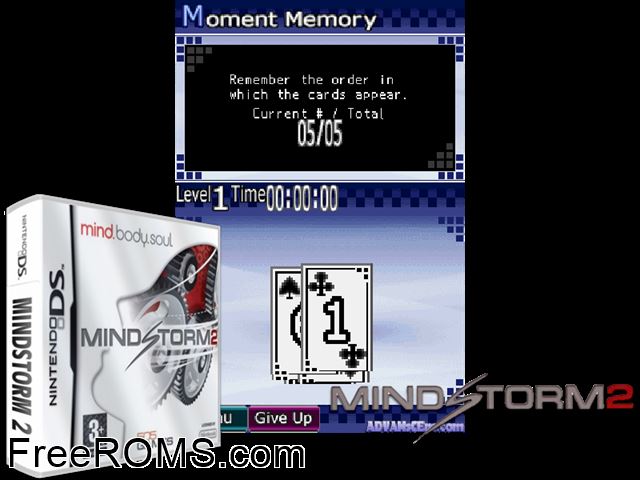 MinDStorm 2 Europe NDS game showing 3D box cover and gameplay screenshot