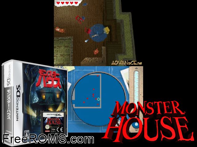 Monster House Japan NDS game showing 3D box cover and gameplay screenshot
