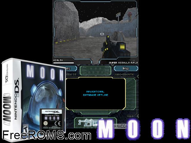 Moon NDS game showing 3D box cover and gameplay screenshot