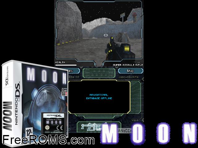 Moon Europe NDS game showing 3D box cover and gameplay screenshot