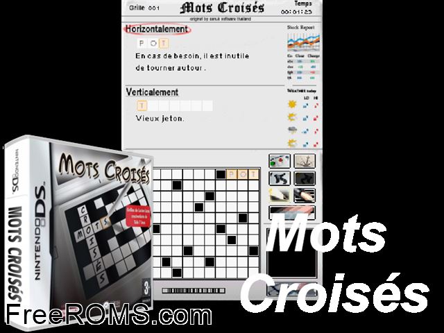 Mots Croises France NDS game showing 3D box cover and gameplay screenshot