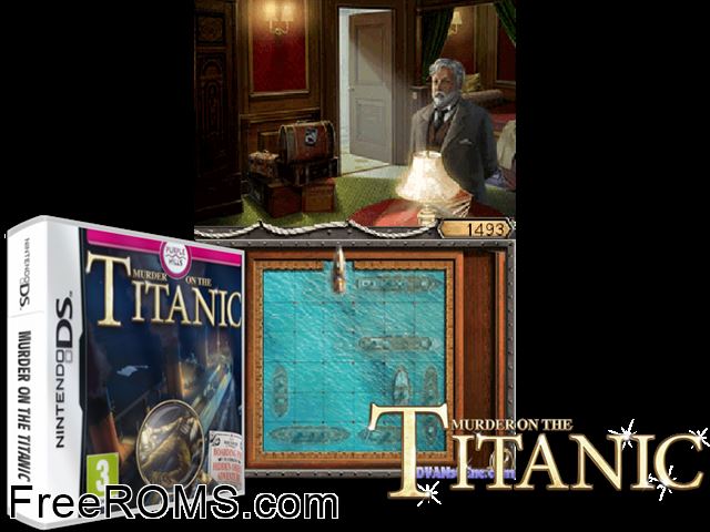 Murder on the Titanic Europe NDS game showing 3D box cover and gameplay screenshot
