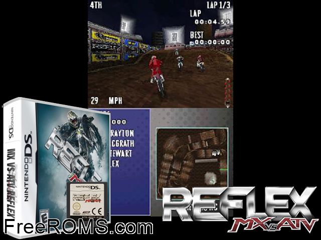 MX vs ATV Reflex NDS game showing 3D box cover and gameplay screenshot