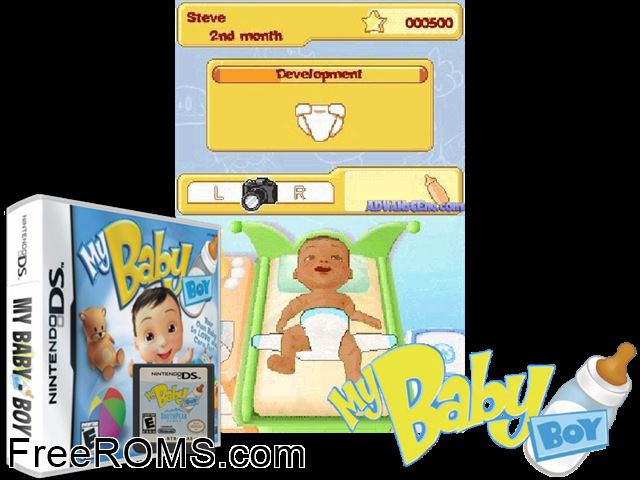 My Baby - Boy Europe NDS game showing 3D box cover and gameplay screenshot