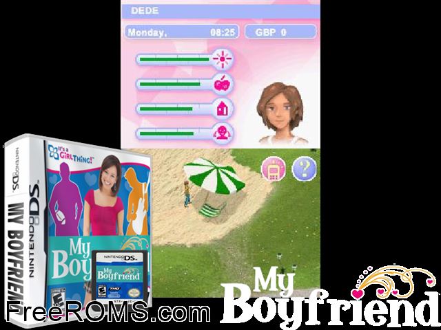 My Boyfriend NDS game showing 3D box cover and gameplay screenshot