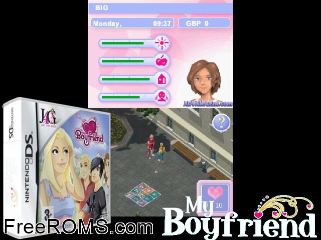 My Boyfriend - Verliebt in einen Star Germany NDS game showing 3D box cover and gameplay screenshot