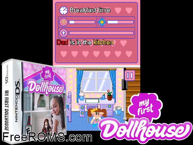 My First Dollhouse NDS game showing 3D box cover and gameplay screenshot